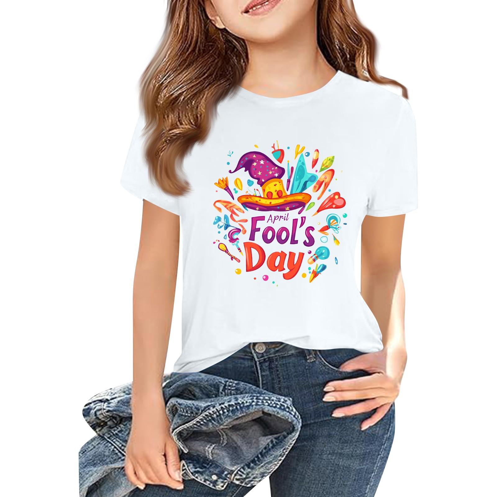 

Children s Fashion Casual Short Sleeve Printed Round Neck Short Sleeve T-Shirt Top 120 білий