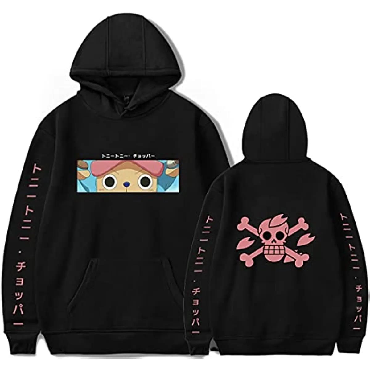 

Spring Autumn Men Fashion Hoodie MONKEY D LUFFY Clothing Casual Hooded Solid Color Streetwear Male Cartoon One Piece Pullover 2XL