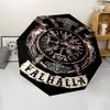 Valknut Print Automatic Umbrella, 8 Rib Iron Frame, Plastic Handle, Suitable for Outdoor Travel &Daily , Ideal Gift