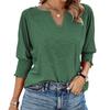 Women's Fashion Summer Loose V-neck Tight Pleated Mid Sleeve Top