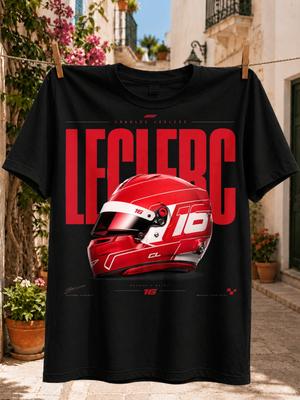 Charles Leclerc Number 16 Racing Large Red Leclerc Name Minimal Motorsport Layout and Signature  Unisex All TShirt