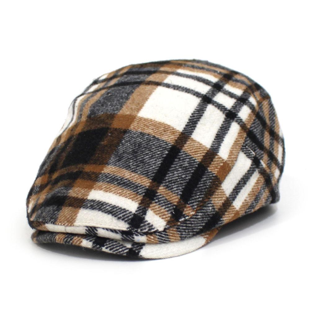 Новая Весенне-Осенняя Кепка Мужская Кепка Козырек Модный Берет Тонкая Клетчатая Кепка Adjustable чёрный