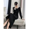 Winter Temperament Socialite High-end Black Super Figure Knitted Sweater Backing Dress Children