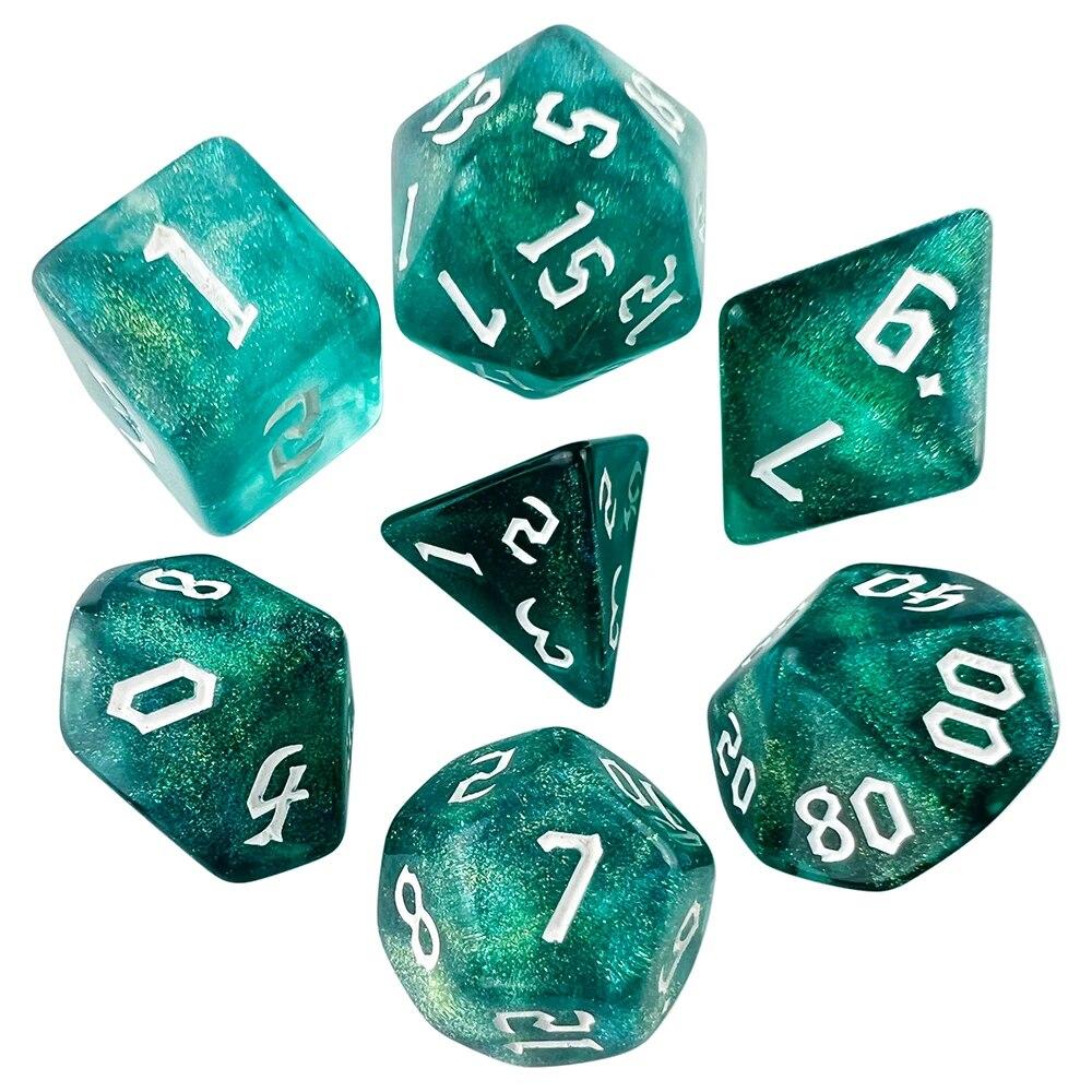 DND Cubes Dice RPG Dice Amazing Colours Mixing Fantasy Starlight Effect Unique Retro Font Styles For Roll Playing Card Games
