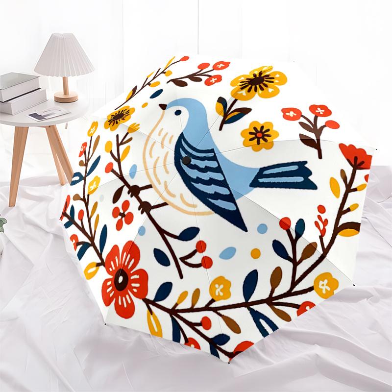 

1pc Blue Swallow Pattern Automatic Practical Umbrella, 8 Iron Frames,Suitable for Office, Travel and Outdoor Adventure.A015