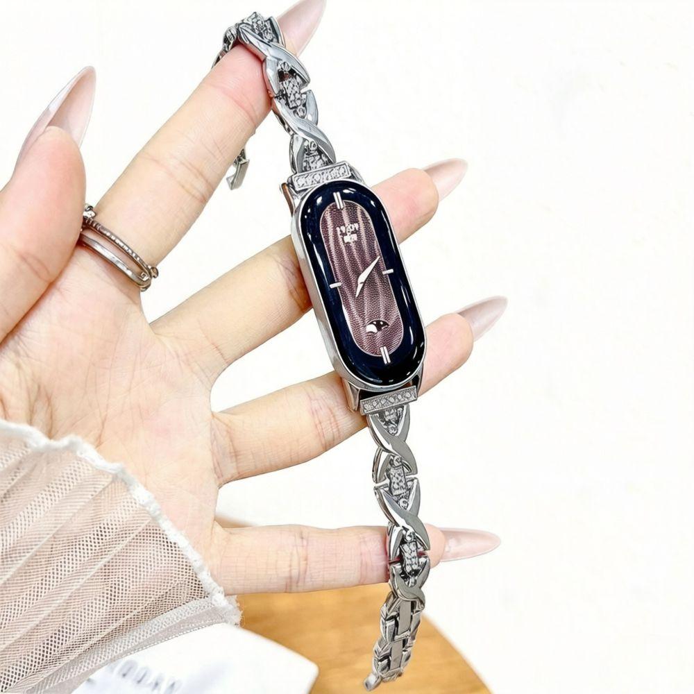 Metal Diamond Watch Band for Mi Band 8 9 10 Detachable Women Slim Dressy Strap for Mi Band 8Pro 9Pro Redmi Watch 4 5 6 Correas