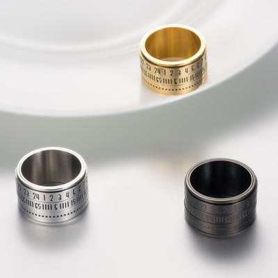 Anillo de Tiempo de Acero de Titanio Europeo y Americano Anillo Giratorio con Números Árabes