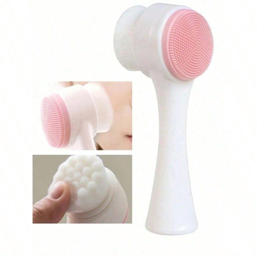1pc Soft Silicone Facial Cleansing Brush, 2 In 1 Face Cleaning Brush, Facial Exfoliating Pore Deep Cleansing Brush
