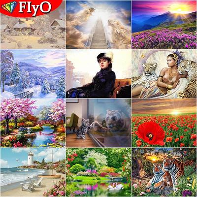Diamond Embroidery Snow House Craft Kit Full Drill Square New Arrival Diamond Painting Lighthouse Beach Flower Landscape Mosaic Home Decoration