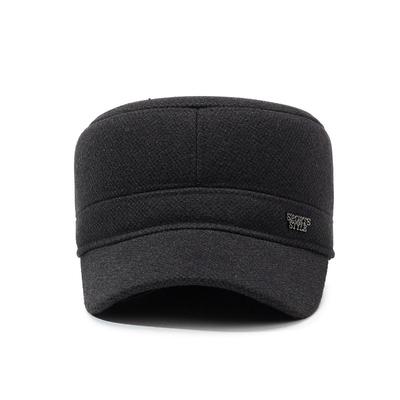 Winter Middle-Aged And Elderly Men'S Warm Ear Protection Cotton Hat Flat Top Hat Elderly Piled Thickened Woolen Cold-Proof Cap