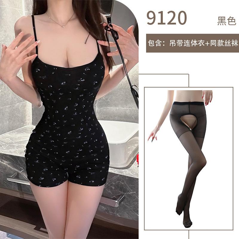 Sexy lingerie retro slim jumpsuit shorts black floral girl sexy summer babes suit