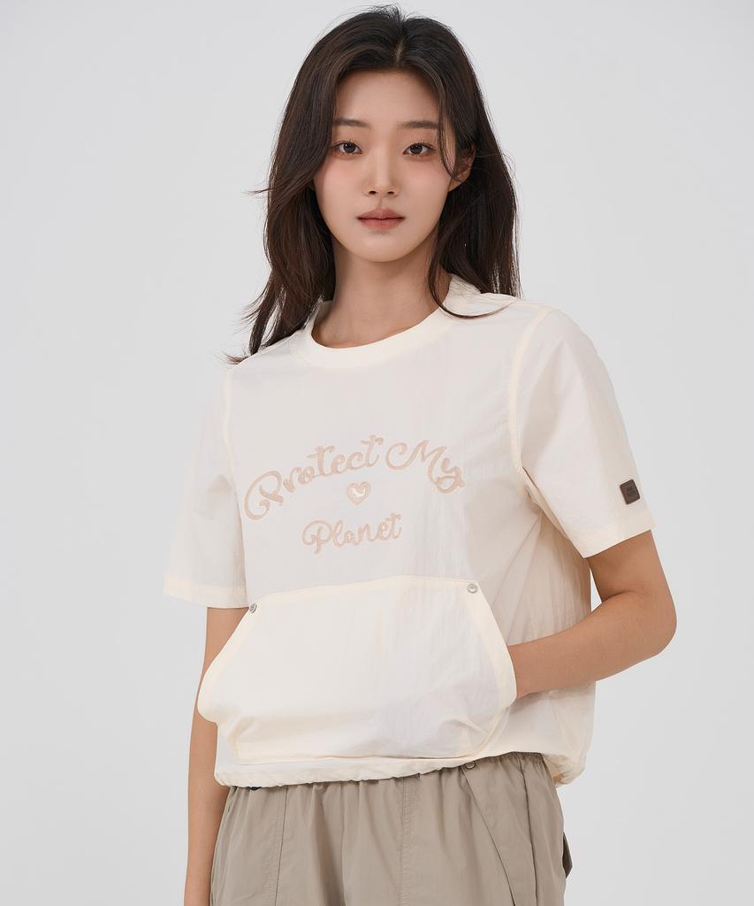 BBC EARTH W Chain Embroidery Woven Round T-Shirt_Ivory