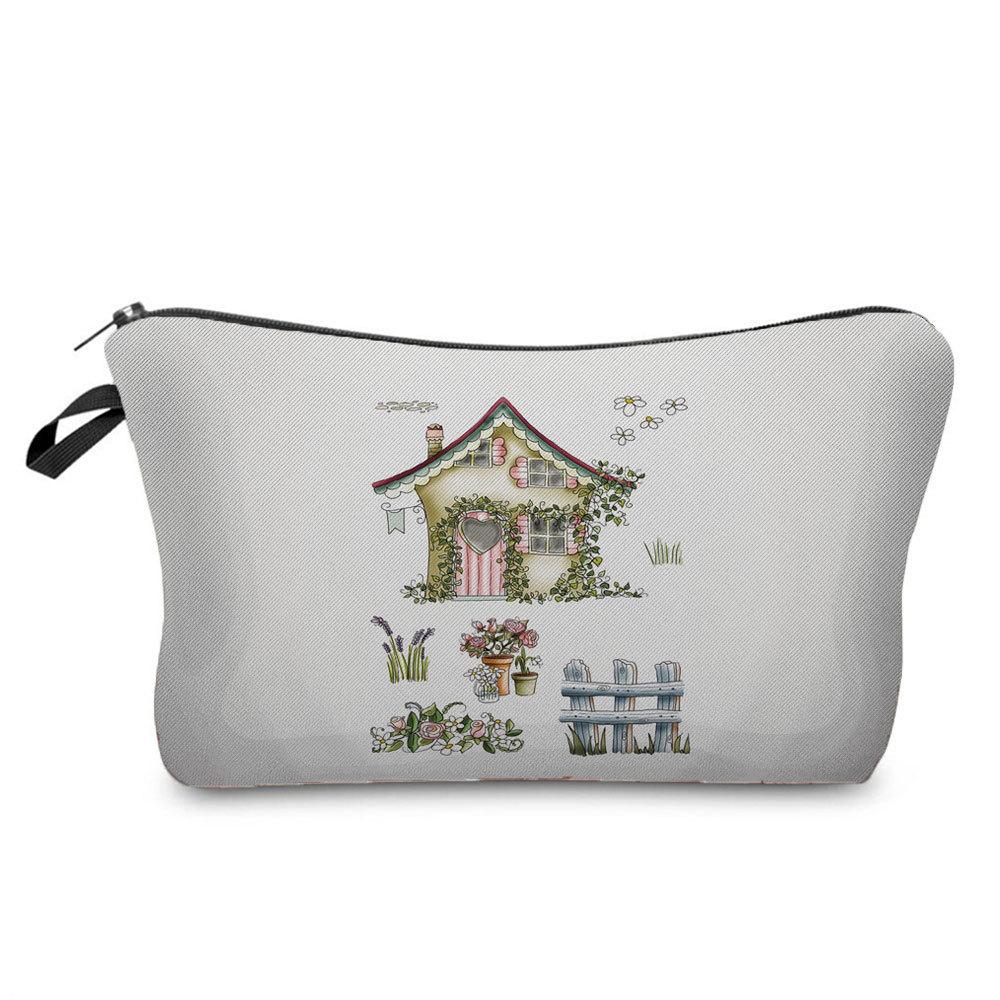 Women Flower Print Cosmetic Bag Toiletries Organize Travel Storage Case 6670