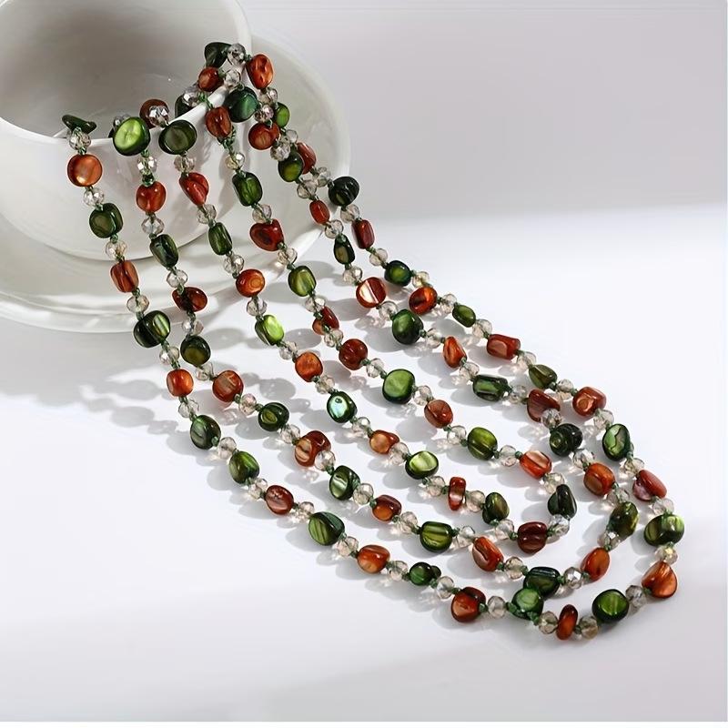 Bohemian Stacked Necklace Retro Handmade Shell Beaded Long Light Luxury Premium Necklace