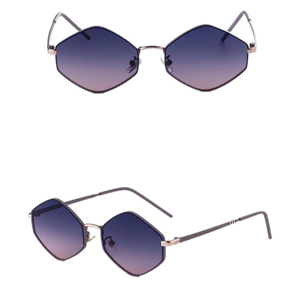 Metal Frame Sun Glasses Y2K Shades Eyewear Vintage Polygon Sunglasses  Driving