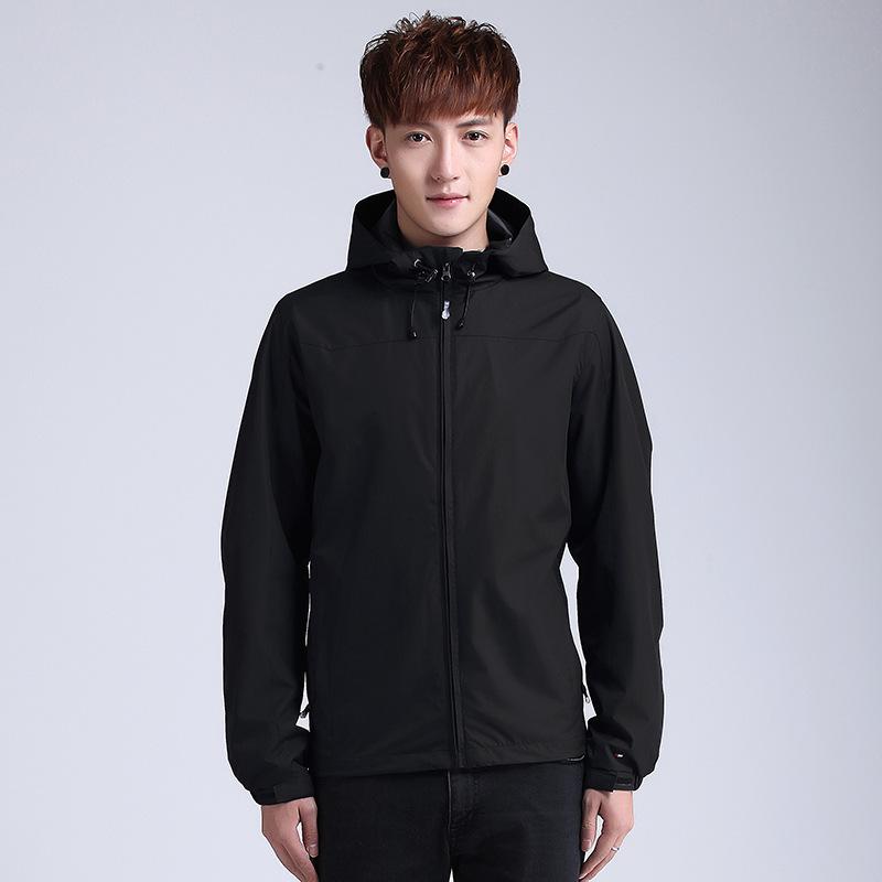 Men s Windproof Waterproof Jacket - Spring & Autumn Single Layer Shell with Logo XL чёрный