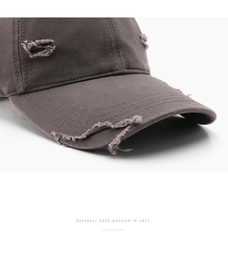 Unisex Trendy Ripped Baseball Cap: Solid Color, Washed, Sunscreen Sun Visor