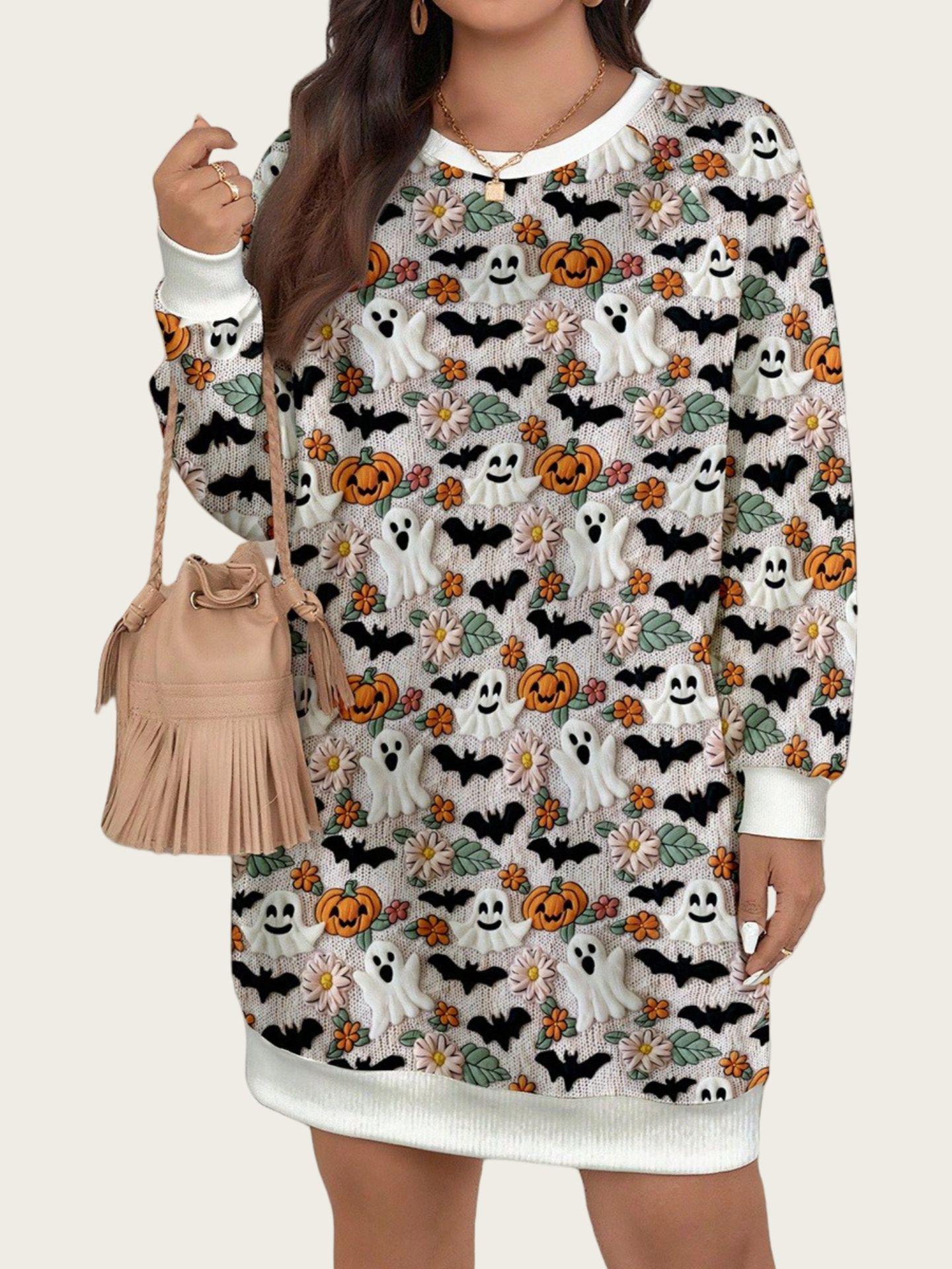 

Halloween Leopard Print Color Block Pullover Sweatshirt XL