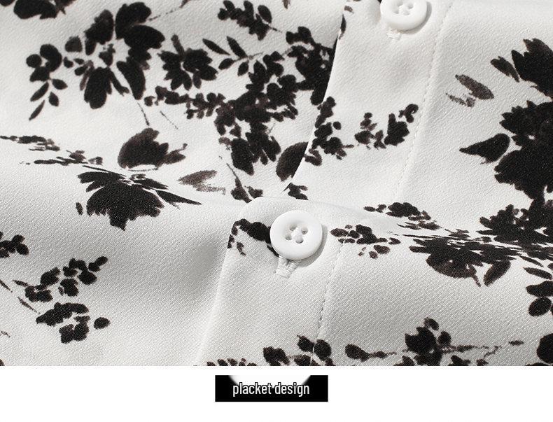 Winter Treasures Lei Professional Floral Print Business Casual Short Sleeve Shirt