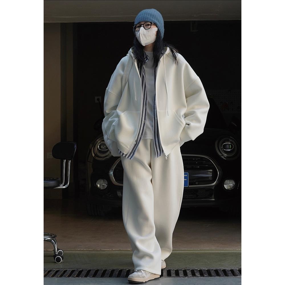 Cardigan Pulover cu Glugă Stil Coreean Strat de Aer Toamnă Timpurie Louvre - Jachetă Casual Largă cu Fermoar pentru Femei