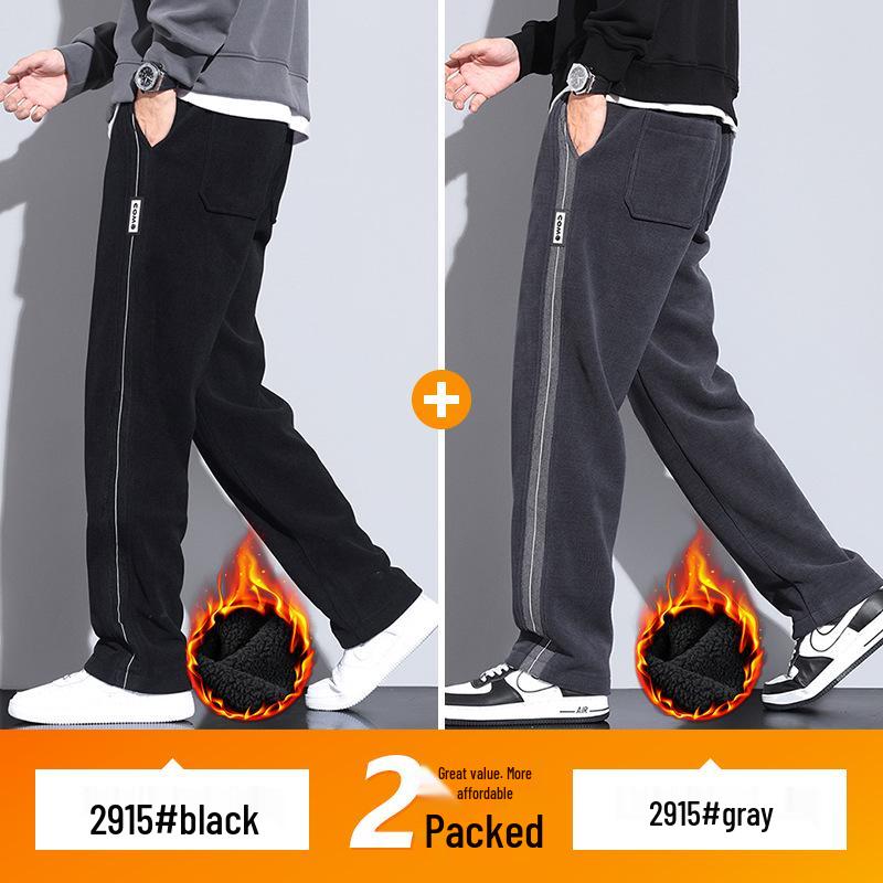 Men's Fleece-Lined Wide-Leg Sweatpants, Winter Sports Casual Pants for Spring/Autumn 2025