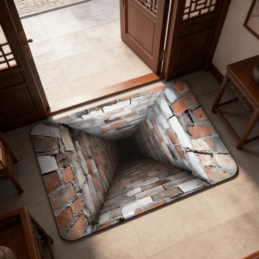 3D Flat Optical Illusion Doormat Non-slip Bedroom Door Rug Creativity Bathroom Carpet  Home Decor
