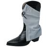 Thick-soled thick heel inner height increase medium tube short boots season bow pointed trousers boots women's high-heeled knight boots tide