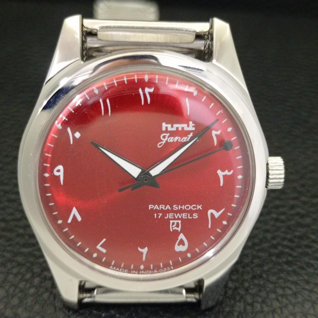 HAND-WINDING VINTAGE HMT JANATA INDIAN MENS ARABIC RED DIAL WATCH a441034-4
