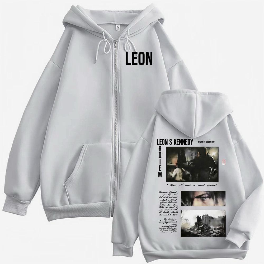 Limited Leon Kennedy Jacket Sweatshirt Resident Evil Requiemm Zip Up Hoodies Men's Clothing Coat