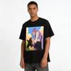 Ancient Style Sad Love CP Print Top Purple-haired Girl & Injured Guy Anime Comic Casual T-shirt Pure Cotton T-shirt