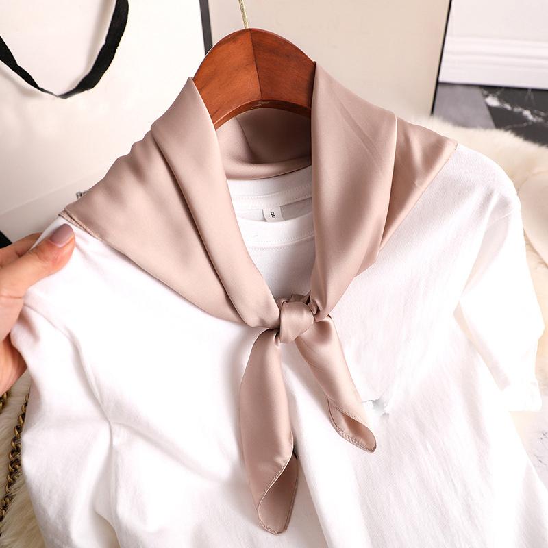 Solid 50s Neck Scarf Solid Color Hair Ribbon Scarf Retro Imitation Silk Necktie Long Skinny Scarf For Purse