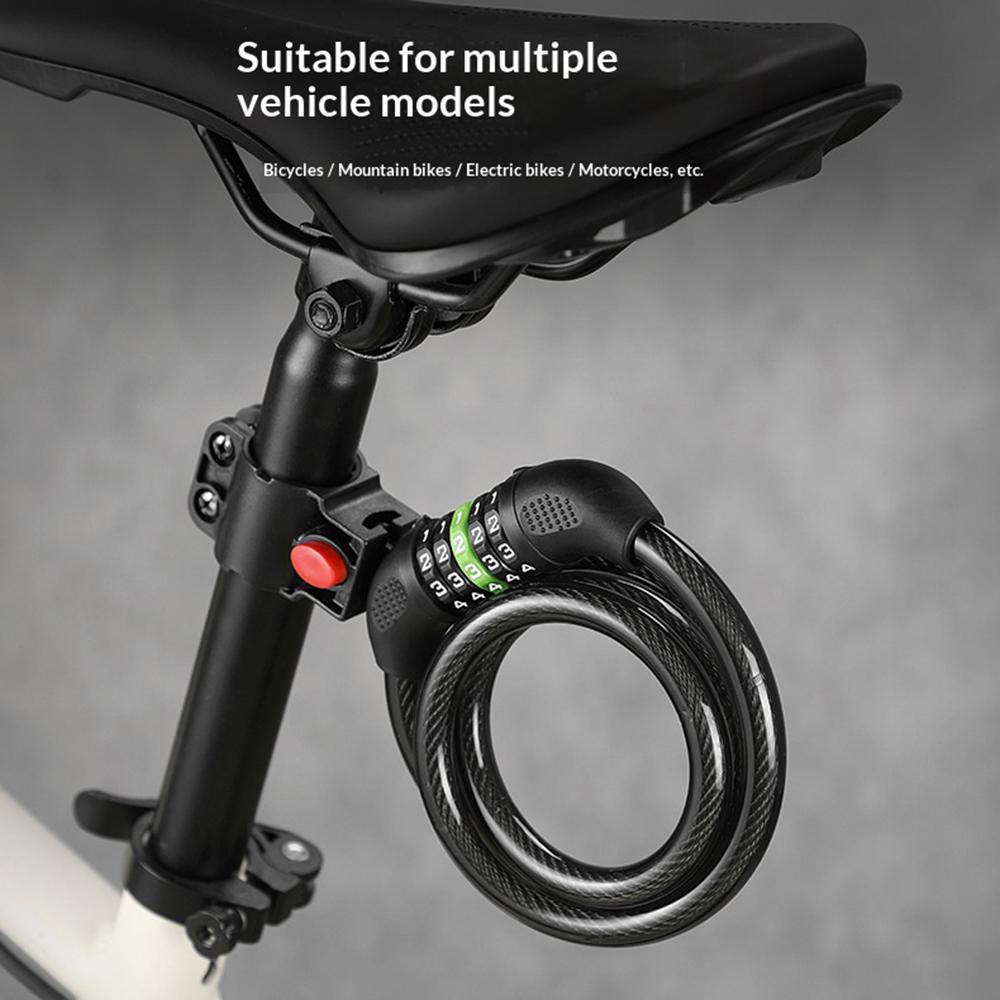 BENGGUO 5-stellige Zahlenschloss für Fahrräder, dickes Stahlkabel, Diebstahlschutz-Sicherheitsschloss mit Halterung