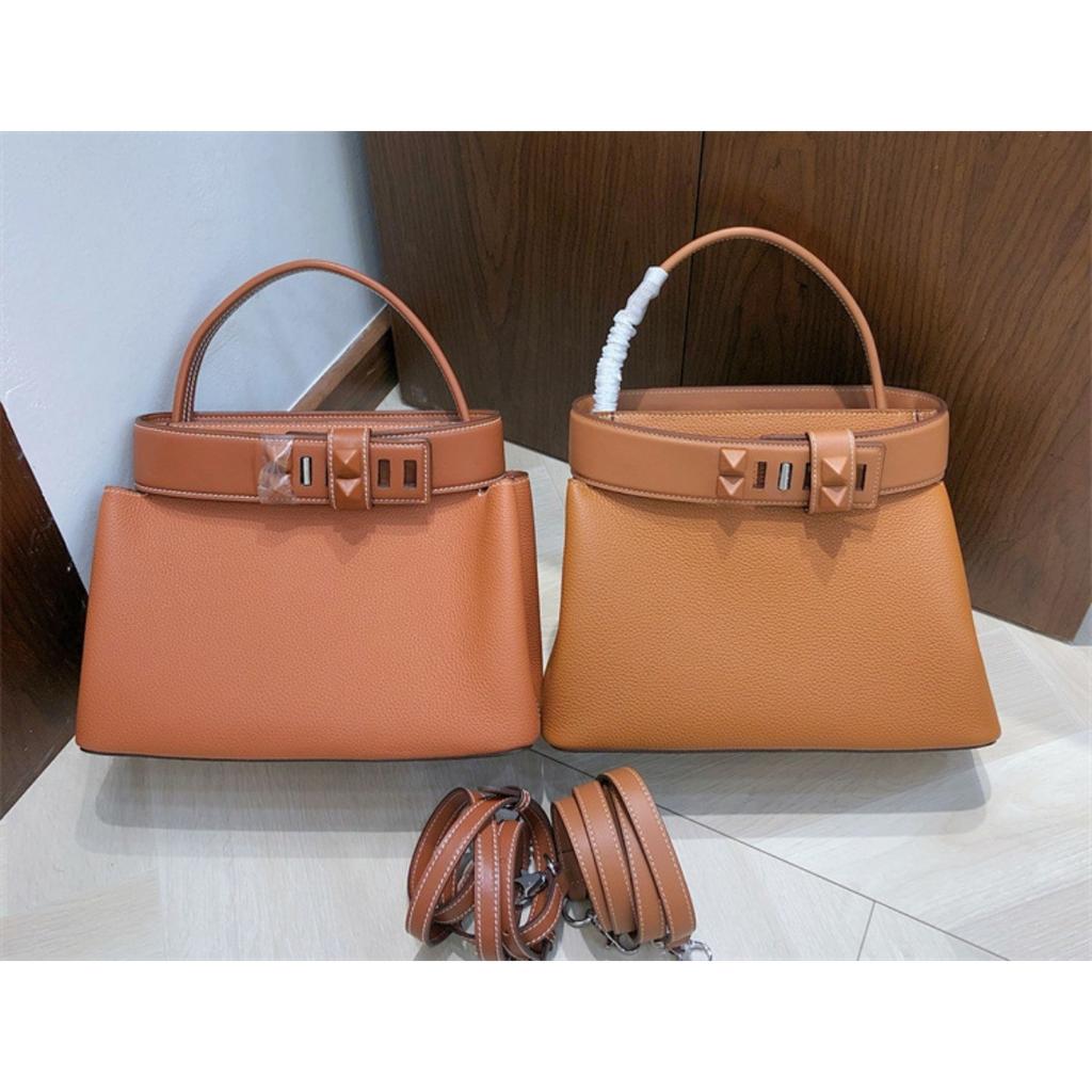 Damenhandtasche Togo Rindsleder erste Schicht Schloss Öffnen und Schließen Handtasche Tragetasche Schulter Crossbody Tragbare Damenhandtasche