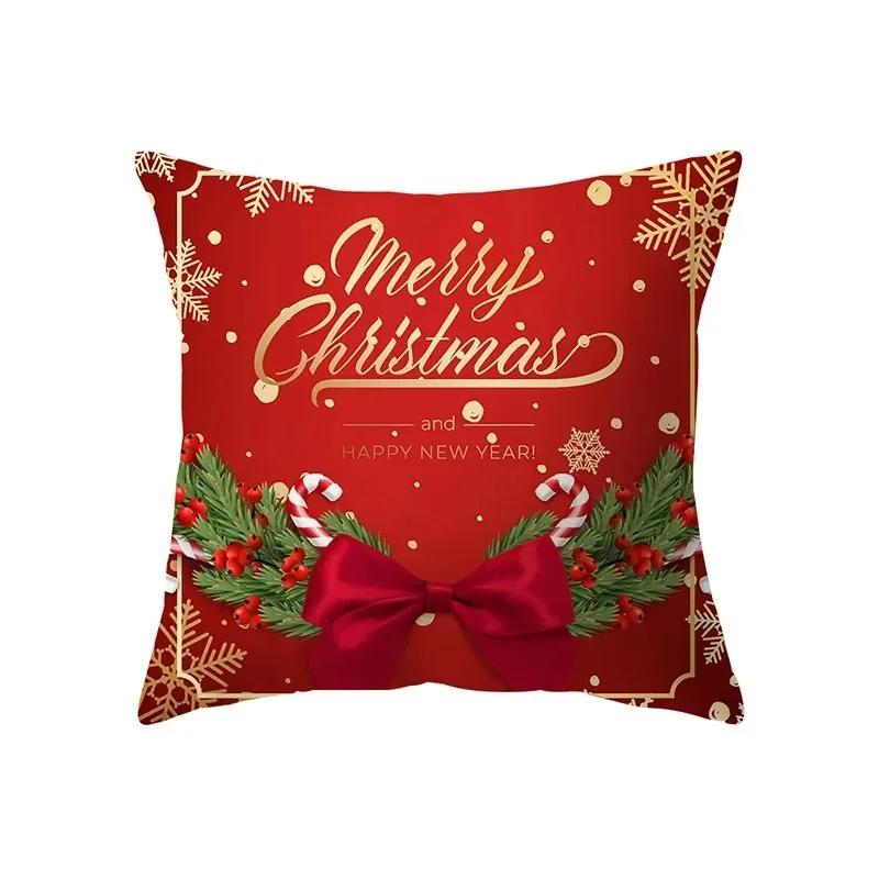Christmas Theme Decorative Printed Pattern Cushion Cover Home Decor Living Room Sofa Pillow Bedroom Bedside Pillow
