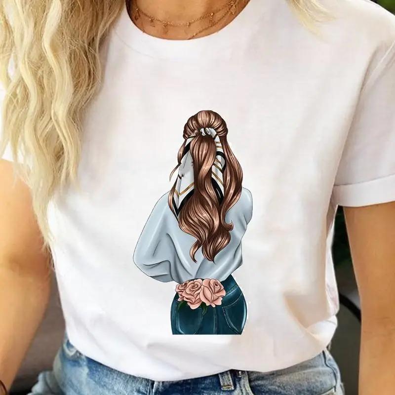 Beauty Flower Graphic Streetwear Fashion Girls TShirts Harajuku Y2K Clothes Short Sleeve Summer Tee Casual FeUnisex ONeck Tops