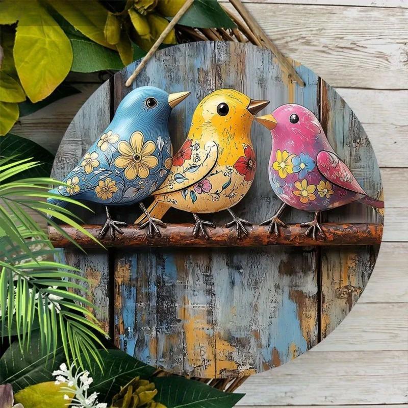 2D Flat Hanging Decorative Metal Sign Hand Painted Art