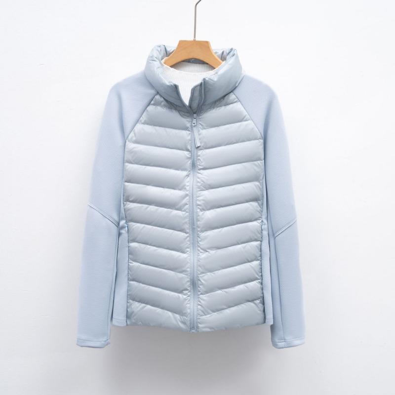 Autumn and Winter New Light Down Jacket Women's Splicing Stand-up Collar Outdoor Sports Slim Yoga Fitness Top