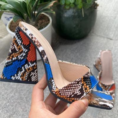 Fashion 2025 Summer New High Heels Fish Mouth Fashion Slippers Women Sense Square Head a Word Outside To Wear Thick Sandals
