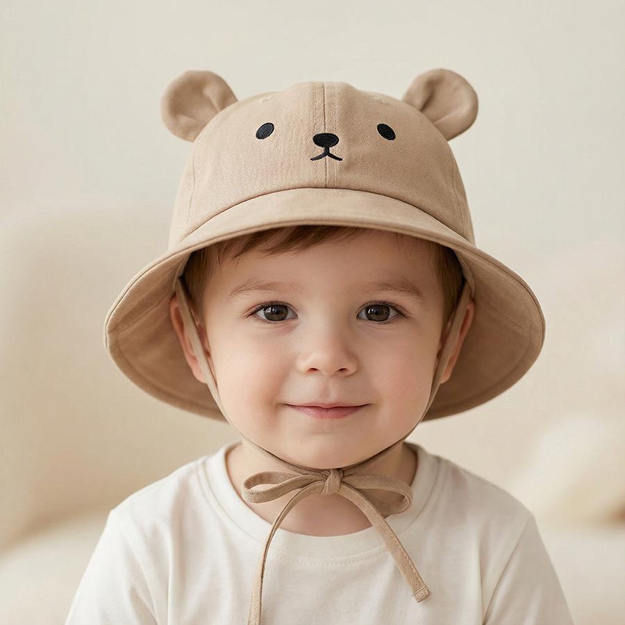 Spring and Summer Korean-style Baby Super Cute Little Bear Fishing Hat for Both Boys and Girls, a Lightweight Sun Protection and