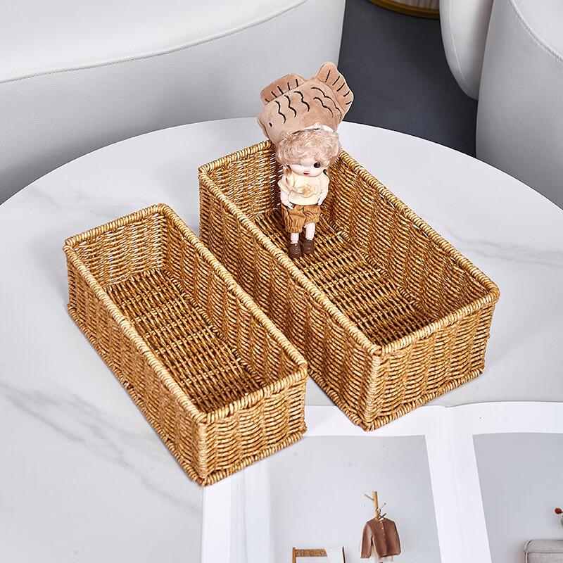 Imitation Rattan Wooden Storage Basket