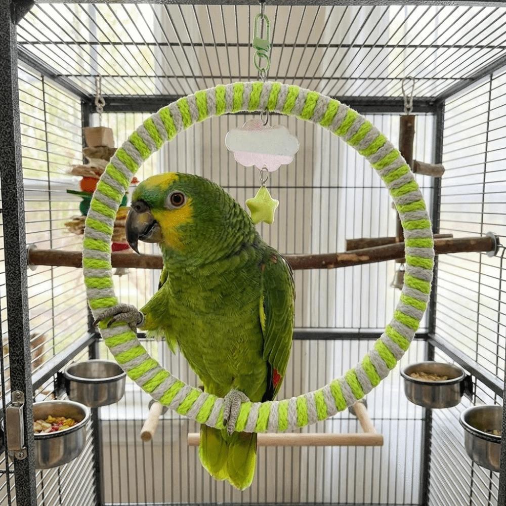 Wear-Resisting Bird Toy Swing Hanging Parrot Perch Multi-Function Parrot Swing Ring  Cockatiel
