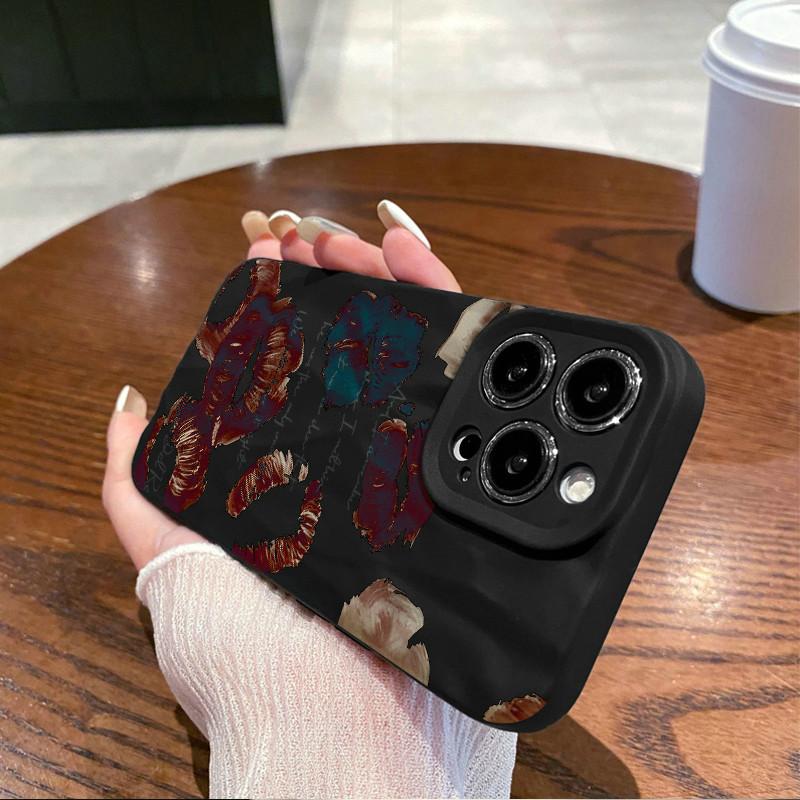 

Поверхневі зморшки та нерівності Корпус мобільного телефону Червоні губи з принтом Захисний матовий чохол із ТПУ М’який силіконовий чохол iPhone 11 чорний