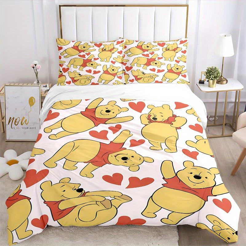 3-teiliges Set Pooh Herzen1 Stück Bettbezug+2 Stück Kissenbezug, ohne Füllung, bedruckte Bettwäsche, Ganzjahres-Schlafzimmer-Ausstattung028