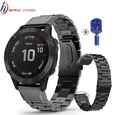 Stainless Steel Band for Garmin Fenix 5 5S/5X Plus/6S 6X Pro/Forerunner 945 Strap 22MM Bracelet Quick Fit Metal Watchband Correa