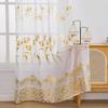 2pcs/set Tulip Gold Foil Sheer Curtains – Floral Semi-Blackout Window Curtains, Rod Pocket Home Decor