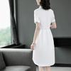Polo Collar Printed Dress Elegant Temperament Shirt Dresses Comfortable OL Loose Dress with Lapel Neck