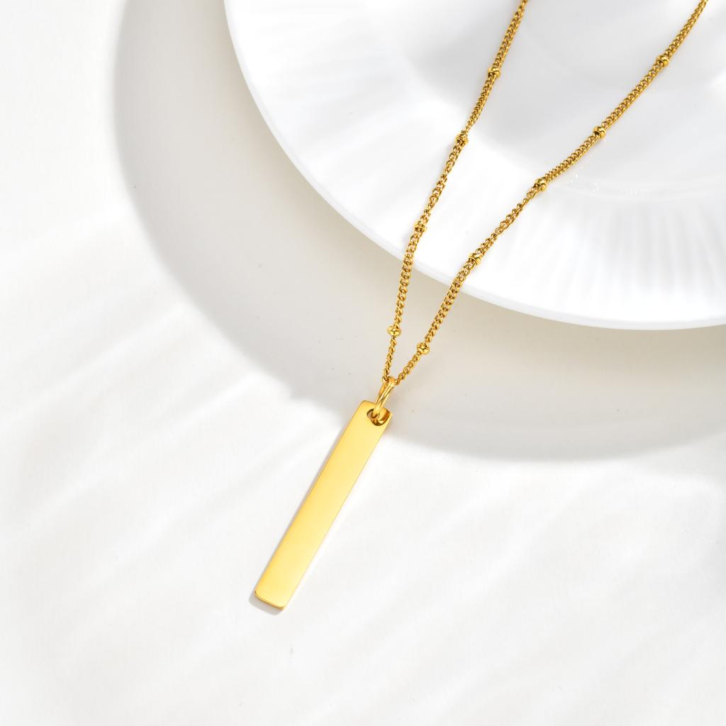 Layered Vertical Bar Pendant Necklace for Women Clavicle Chain Collarbone Choker Necklace 18K PVD Gold Plated Jewelry Waterproof
