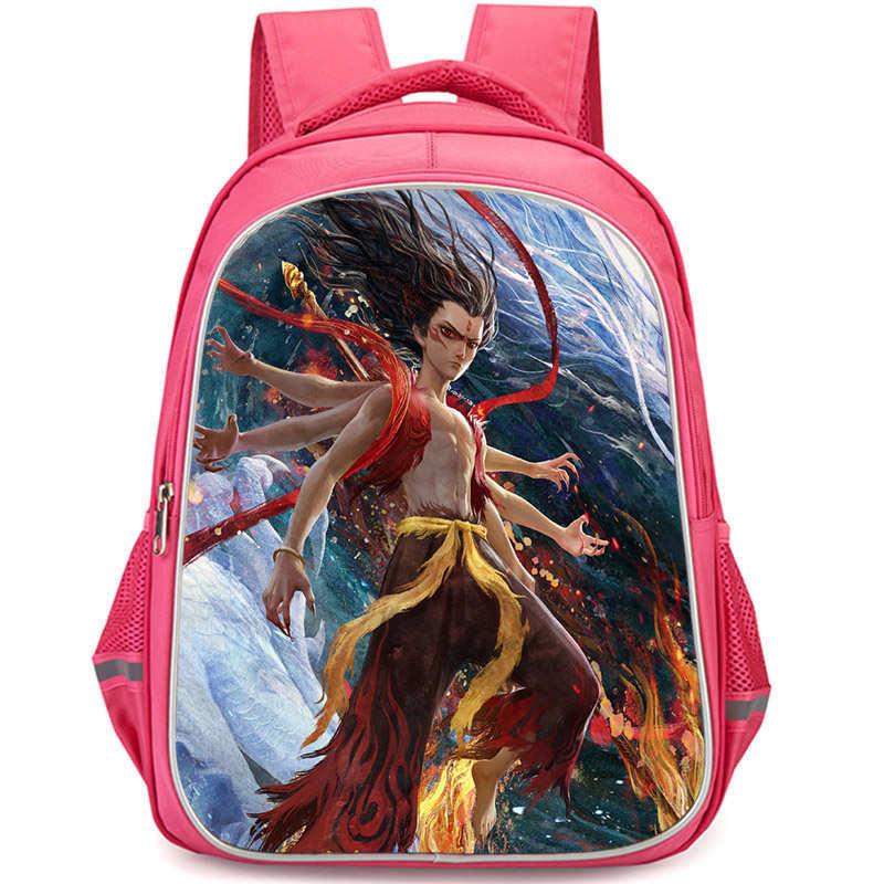 Nezha 2 Mo Tong Nao Hai Ao Bing Girls School Backpack Lightweight Oxford Bookbag Large Capacity For Elementary Students