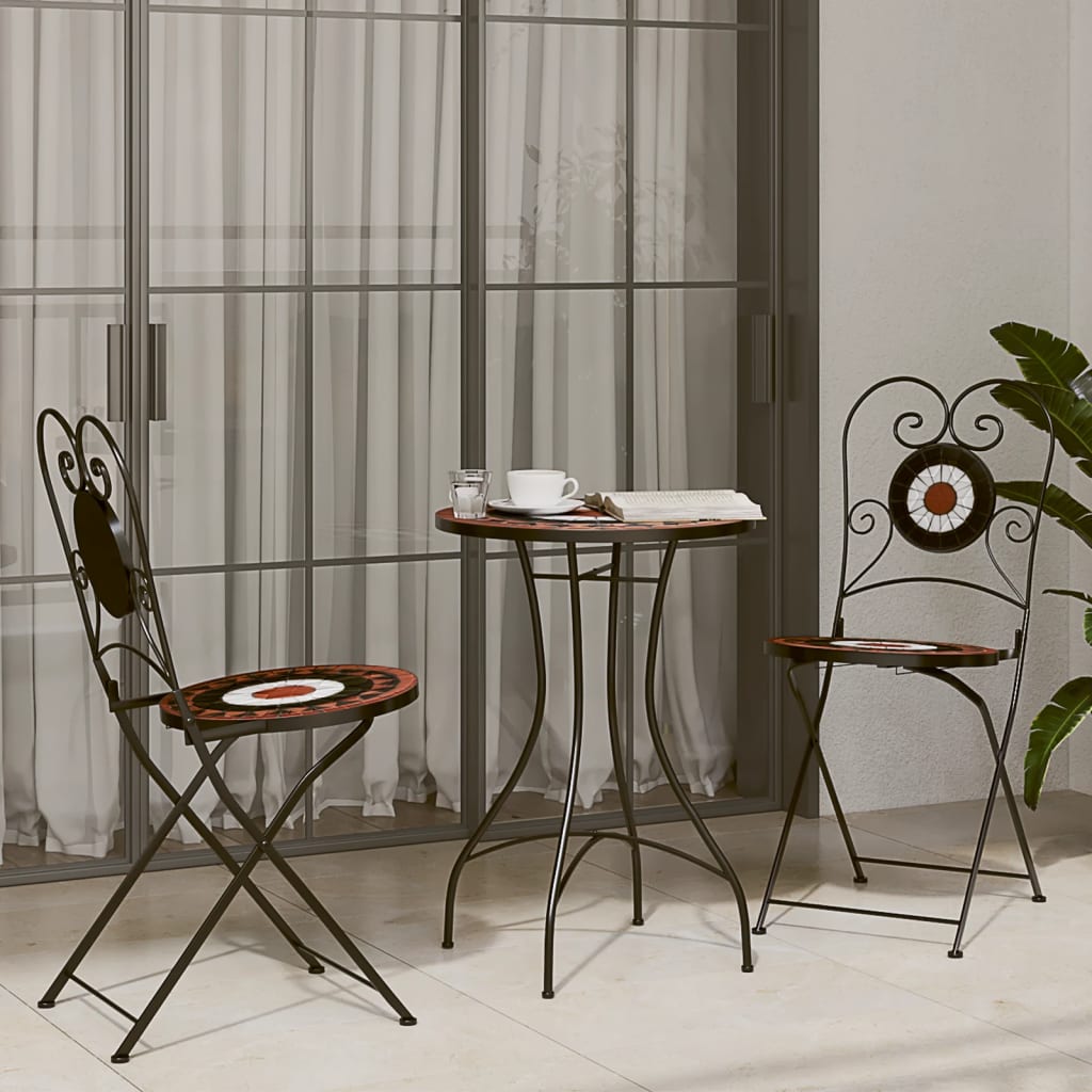 Vidaxl Mozaikowy Stolik Bistro, Terakotowo-Biały Ø50X70 Cm, Ceramiczny