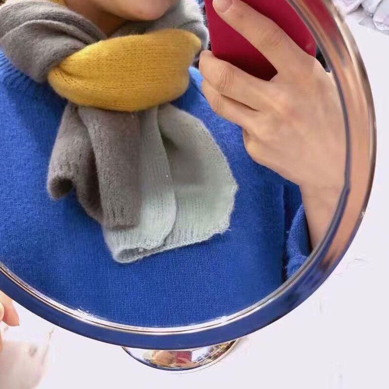 Korean Style Winter Warm Wool Scarf For Women Design Striped Elastic Knitted Scarves Female Bandana Thick Neckerchief Shawl